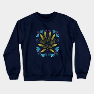 khaki and blue flowers Crewneck Sweatshirt